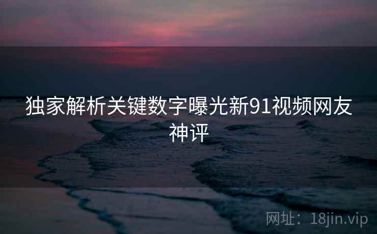 独家解析关键数字曝光新91视频网友神评
