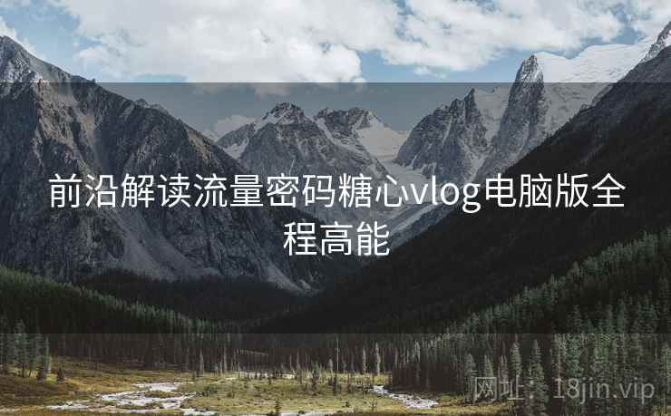 前沿解读流量密码糖心vlog电脑版全程高能