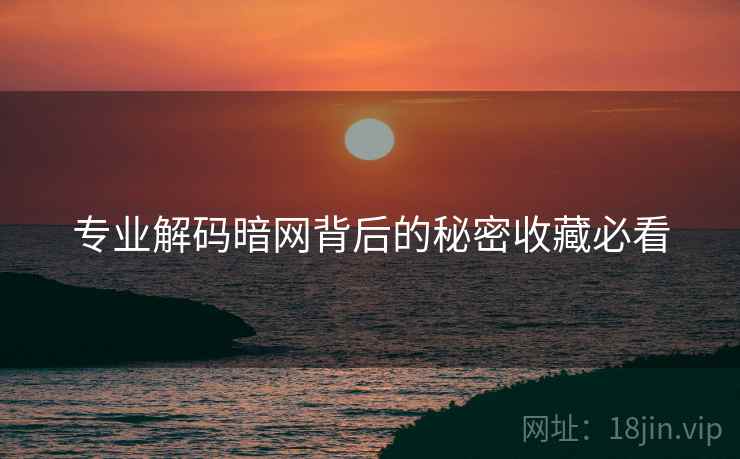 专业解码暗网背后的秘密收藏必看