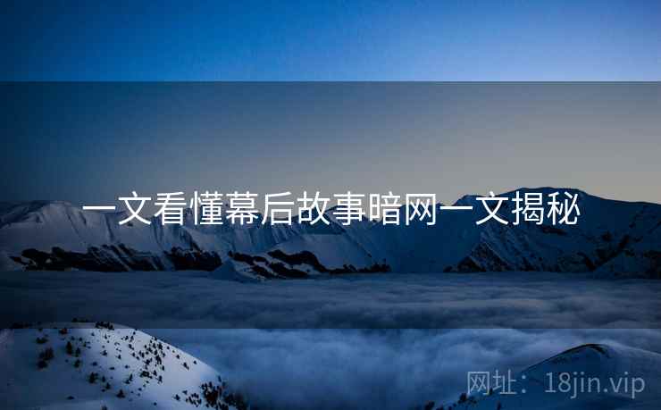 一文看懂幕后故事暗网一文揭秘