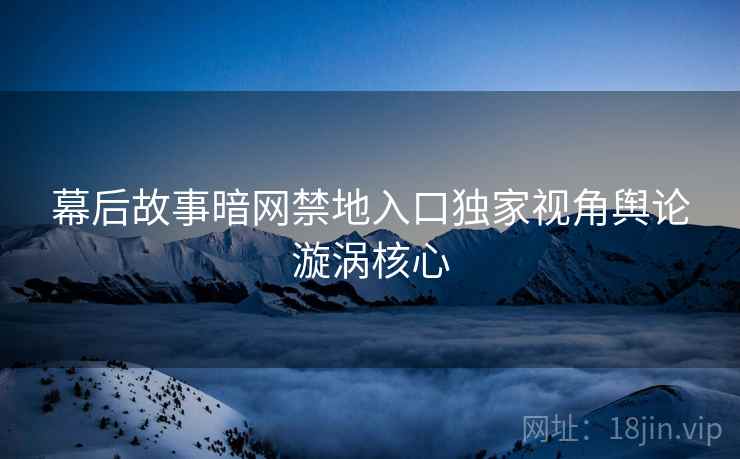 幕后故事暗网禁地入口独家视角舆论漩涡核心